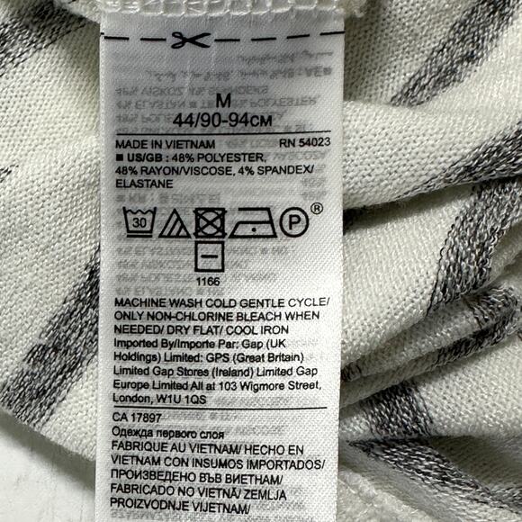 Banana Republic Hoodie Womens Size M Gray White Striped Lightweight VNeck STAINS - Picture 10 of 10